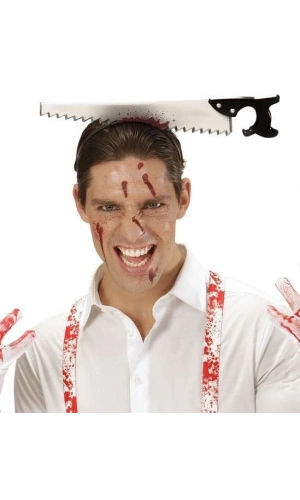 Bidebuvar Kafaya Saplanmış Halloween Kanlı Testere Şaka Tacı