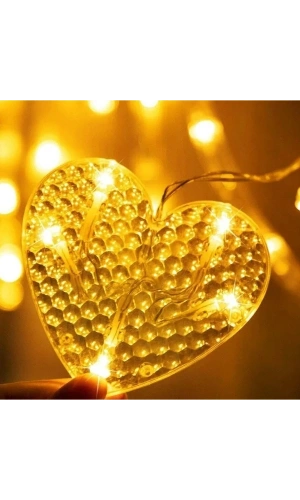 Bidebuvar Kalp Perde Led Işık 3m 6 Sıra 12 Adet Gün Işığı