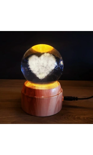 Bidebuvar Kalp Tasarımlı Dönen Cam Küre