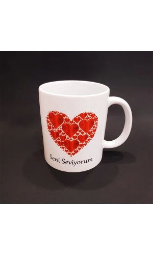 Bidebuvar Kalpli Seni Seviyorum Baskılı Kupa Bardak
