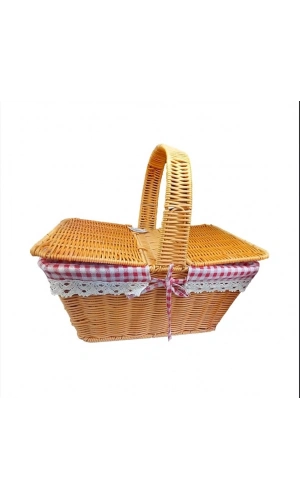 Bidebuvar Kapaklı Hasır Piknik Sepeti