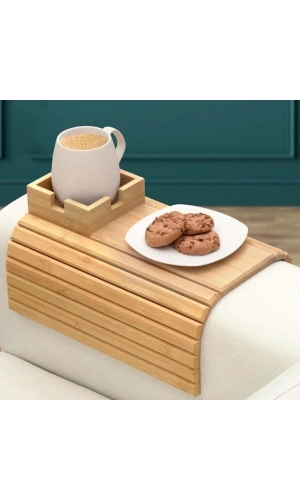 Bidebuvar Katlanabilir Ahşap Koltuk Yanı Kanepe Tepsisi
