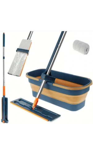 Bidebuvar Katlanabilir Temizlik Mopu ve Tekerlekli Kova Seti