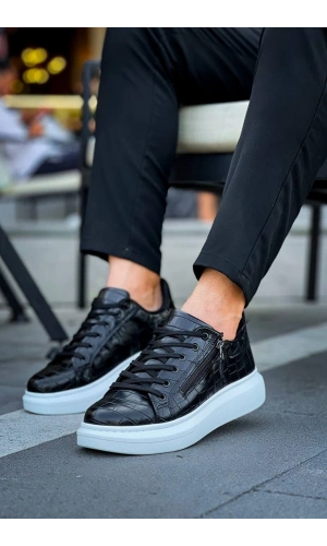Bidebuvar KB-309  Kuback  Siyah Fermuar Ve Bağcıklı  Günlük Erkek  Ayakkabı