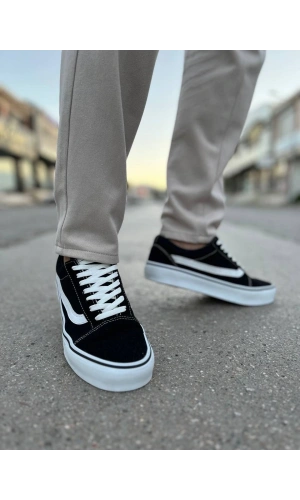 Bidebuvar KB-V1 Kuback Siyah Beyaz Detaylı Günlük Erkek Ayakkabı