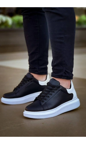 Bidebuvar KB-X500  Kuback  Bağcıklı Siyah Beyaz  Günlük Erkek Ayakkabı