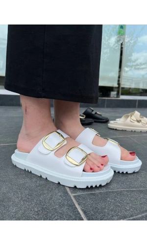 Bidebuvar KBTX-1 Kuback Beyaz Günlük Kadın Terlik