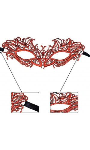 Bidebuvar Kırmızı Dantel Masquerade Maskesi 5 No