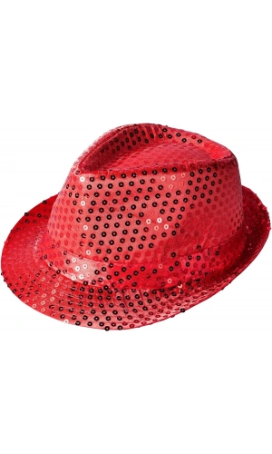 Bidebuvar Kırmızı Payetli Fötr Şapka Yetişkin Boy