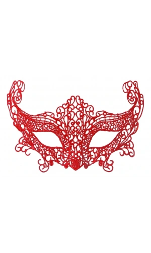 Bidebuvar Kırmızı Renk Dantel Örgü İşlemeli Parti Maskesi Model 3