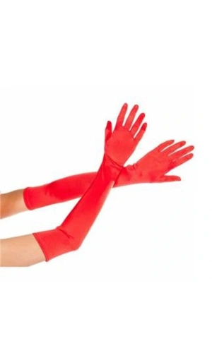 Bidebuvar Kırmızı Saten Abiye Eldiveni