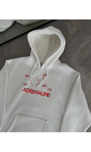 Bidebuvar Kışlık Uzun Kol Kapüşonlu SweatShirt - Beyaz