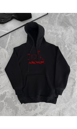 Bidebuvar Kışlık Uzun Kol Kapüşonlu SweatShirt - Siyah