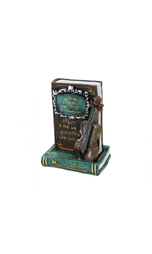 Bidebuvar Kitap ve Keman Tasarımlı Biblo Kumbara - Vintage Model - Dekoratif Obje