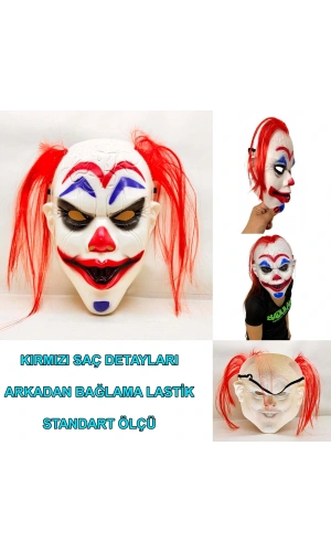 Bidebuvar Kızıl Saçlı Joker Palyaço Maskesi
