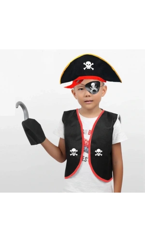 Bidebuvar Korsan Kostüm Seti Çocuk Boy 4-6 Yaş