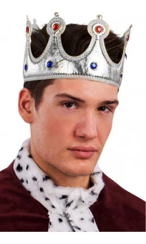 Bidebuvar Kral Tacı Gümüş Renk Kumaş Malzeme Yetişkin Boy