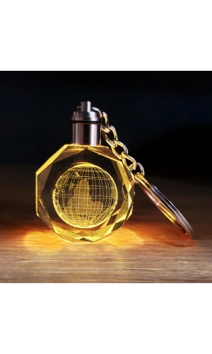 Bidebuvar Kristal Dünya Tasarımlı Renk Değiştiren Anahtarlık