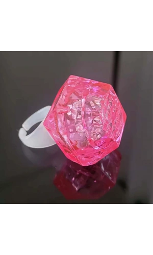 Bidebuvar Kristal Tasarımlı Led Işıklı Pembe Yüzük