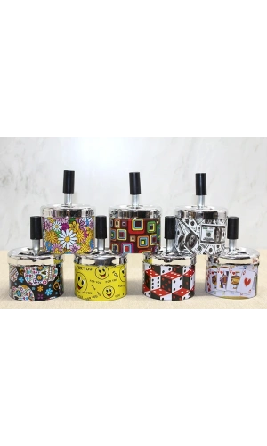 Bidebuvar Küçük Boy Metal Renkli Basmalı Küllük Yuvarlak