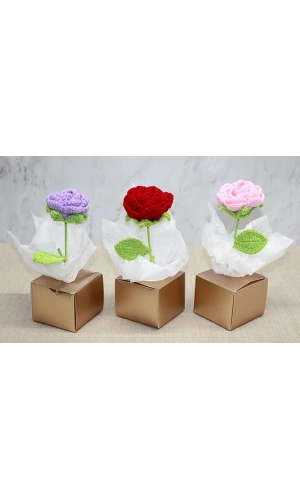 Bidebuvar Kutulu Tekli El Örgüsü Gül Kutulu