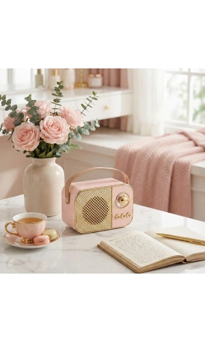 Bidebuvar LED Aydınlatmalı Hoparlör Pembe