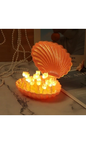Bidebuvar LED Işıklı Kendin Yap Deniz Kabuğu Tasarımlı Lale Lamba