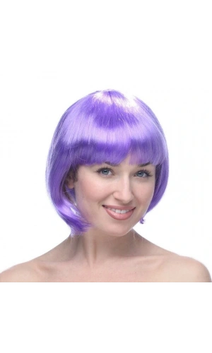 Bidebuvar Lila Kısa Model Parti Peruğu Küt Saç