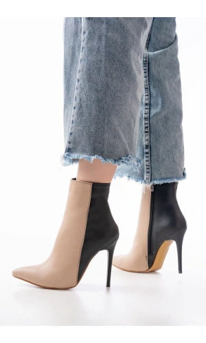 Bidebuvar LS-216 Nut Yüksek İnce Topuklu Fermuarlı Kadın Bot