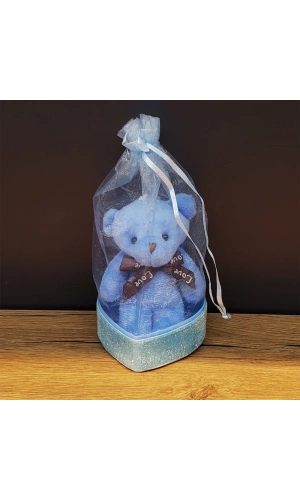 Bidebuvar Mavi Hediyelik Kese İçinde Ayıcık