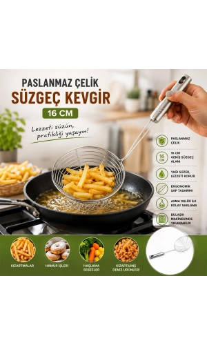 Bidebuvar Metal Kevgir - Paslanmaz Çelik - 16 cm