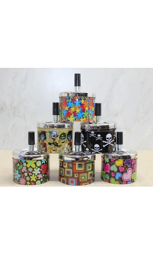 Bidebuvar Metal Renkli Basmalı Küllük Yuvarlak