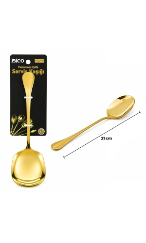 Bidebuvar Metal Servis Kaşığı - 21 cm - Gold Renk