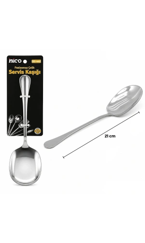 Bidebuvar Metal Servis Kaşığı - 21 cm - Krom Renk