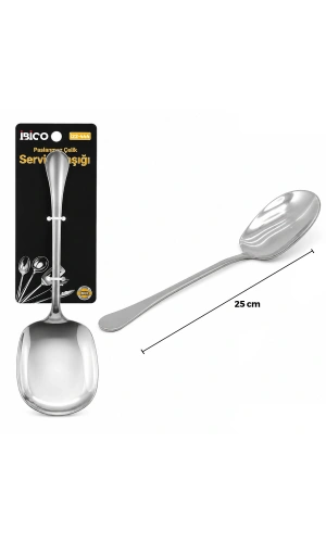 Bidebuvar Metal Servis Kaşığı - 25 cm - Krom Renk