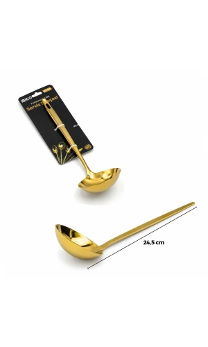 Bidebuvar Metal Servis Kepçesi - Gold Renk - 24.5 cm