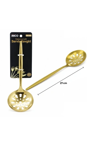 Bidebuvar Metal Servis Kevgiri - 27 cm - Gold Renk