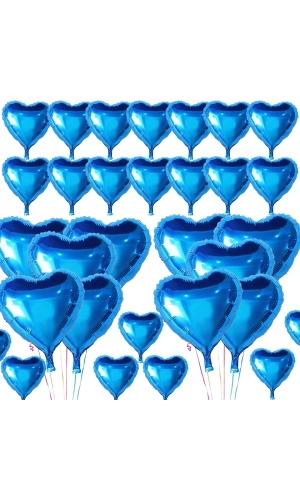 Bidebuvar Metalize Mavi Kalp Folyo Balon