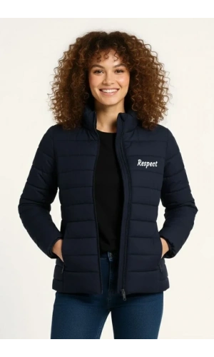 Bidebuvar Mikro Su İtici Kapitone Baskılı Astarlı Fermuarlı Bomber Mont - Lacivert