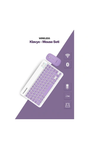 Bidebuvar Mor Kablosuz Klavye Ve Mouse Seti