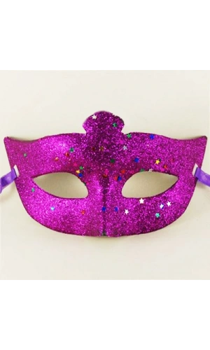 Bidebuvar Mor Renk Simli Yıldızlı Kostüm Partisi Maskesi