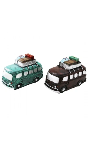 Bidebuvar Nostaljik Otobüs Tasarımlı Biblo Kumbara - Dekoratif Model - Reçine