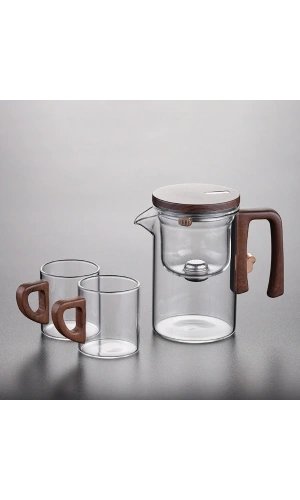 Bidebuvar Otomatik Cam Demlik Ve 2li Bardak Seti