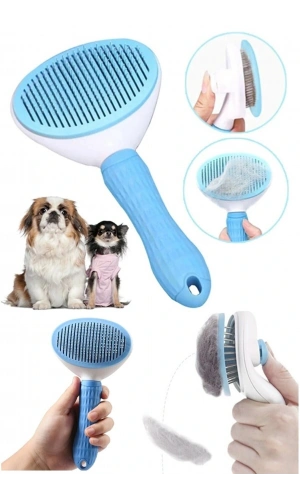 Bidebuvar Otomatik Temizlenen Evcil Hayvan Tarağı Mavi