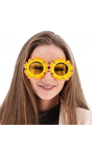 Bidebuvar Papatya Şekilli Turuncu Sarı Hawaii Parti Gözlüğü