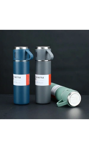 Bidebuvar Paslanmaz Çelik Bardaklı Termos Seti 500 ML