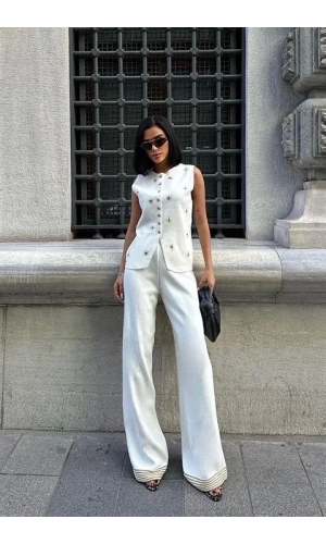 Bidebuvar Paulo Gold Düğmeli Yelek Pantolon Takım 9976