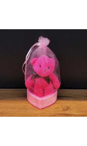 Bidebuvar Pembe Hediyelik Kese İçinde Ayıcık