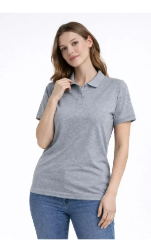 Bidebuvar Pike Kumaş Düğmeli Yaka Regular Rahat Günlük Kısa Kol Tişört T-shirt - Gri