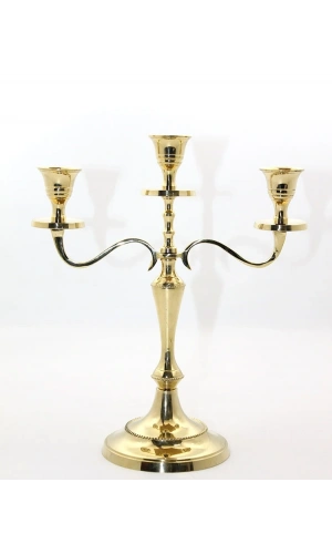 Bidebuvar Pirinç 3lü Şamdan Model 1